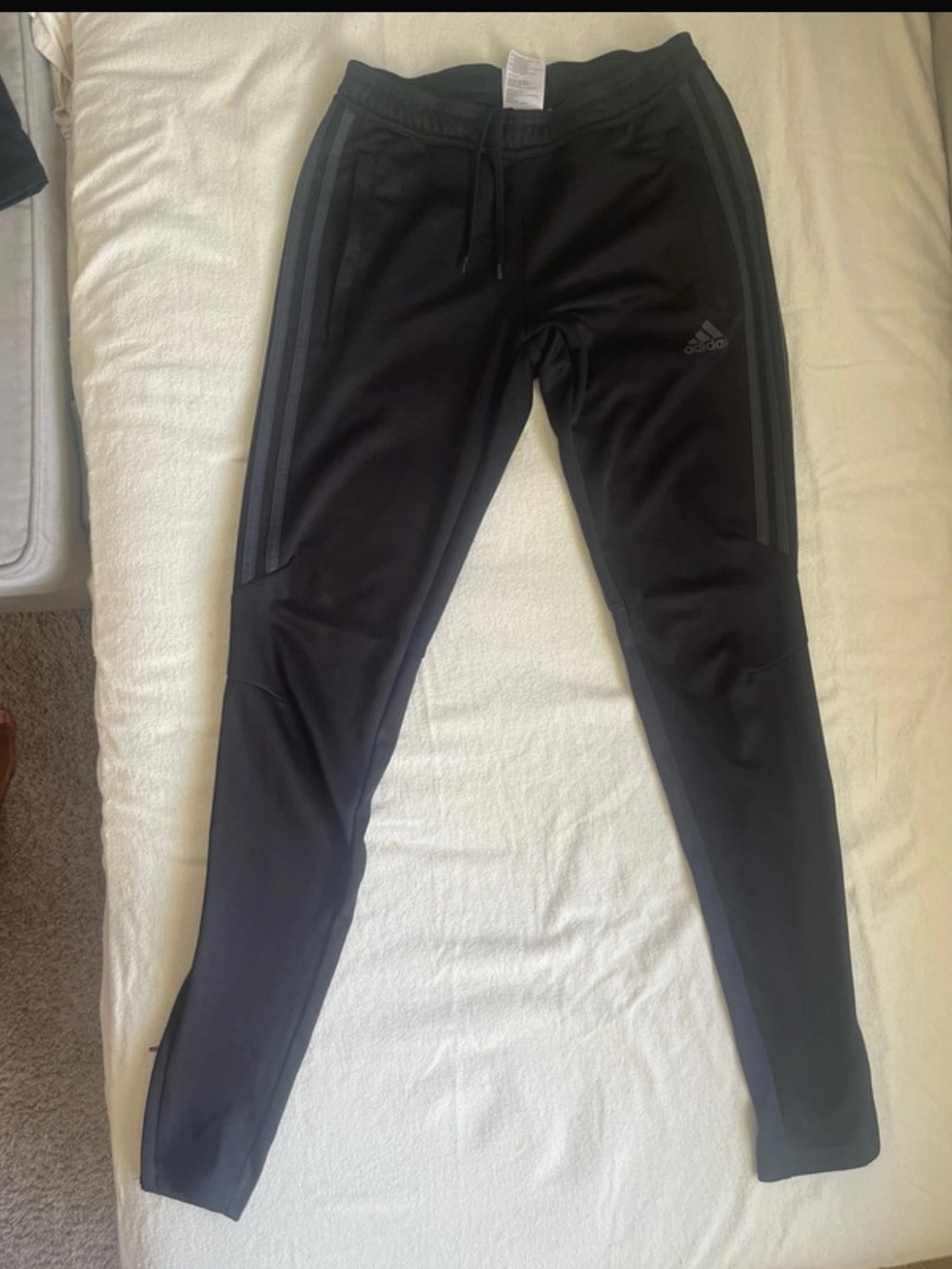 adidas Black Track Pants with Dark Gray Stripes